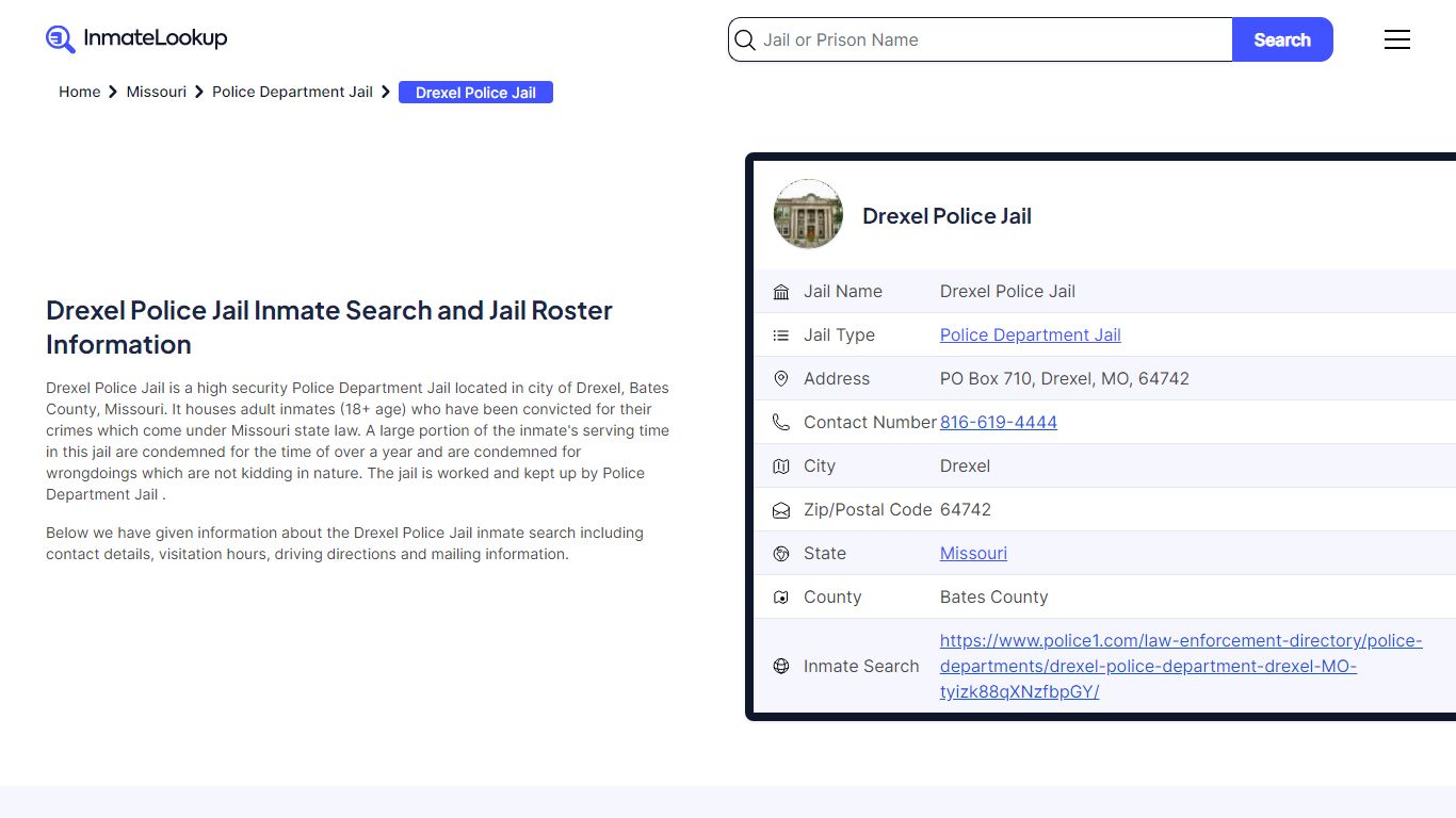 Drexel Police Jail (MO) Inmate Search Missouri - Inmate Lookup